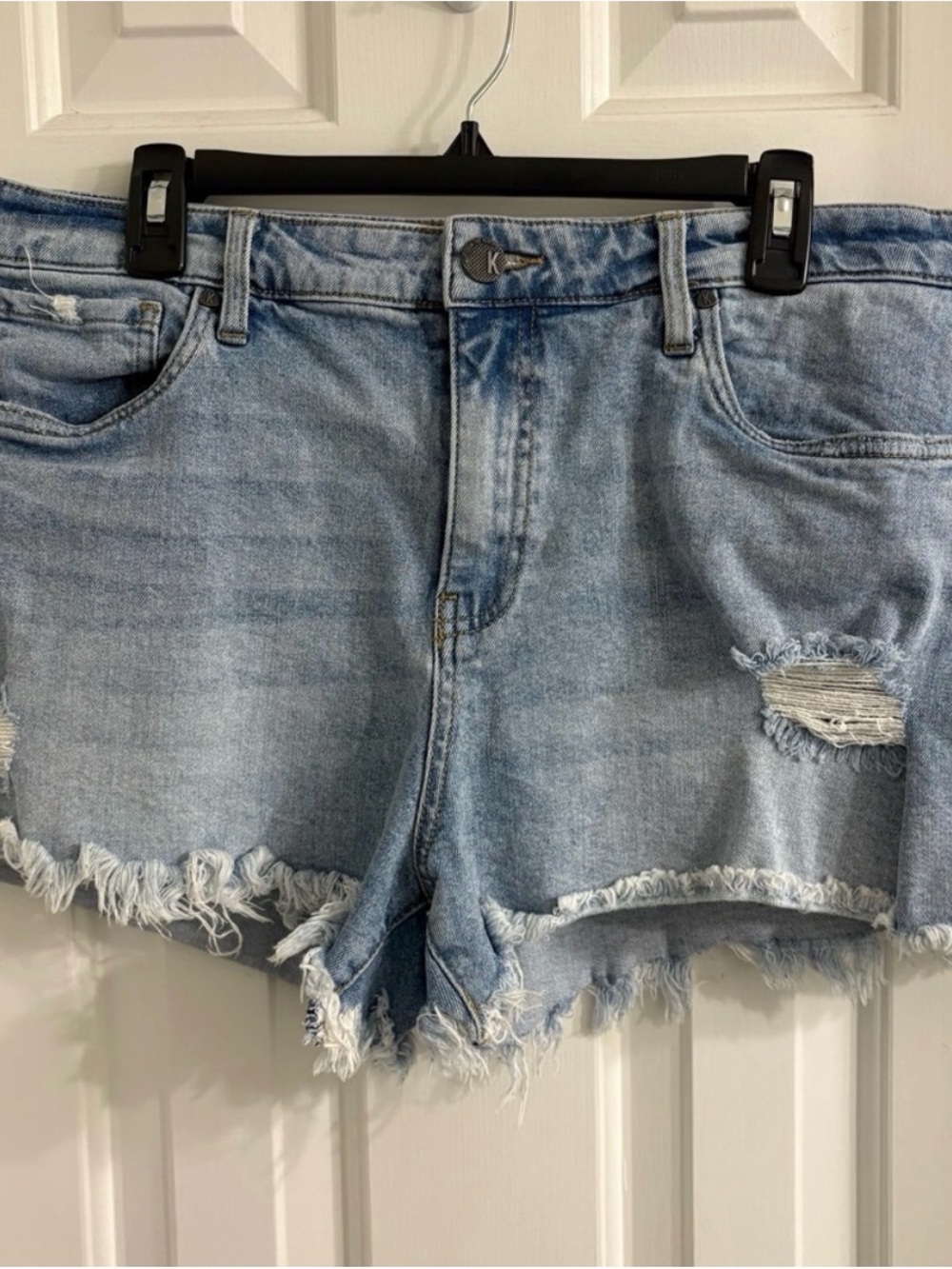 Kut from the Kloth Light Blue Frayed Denim Shorts